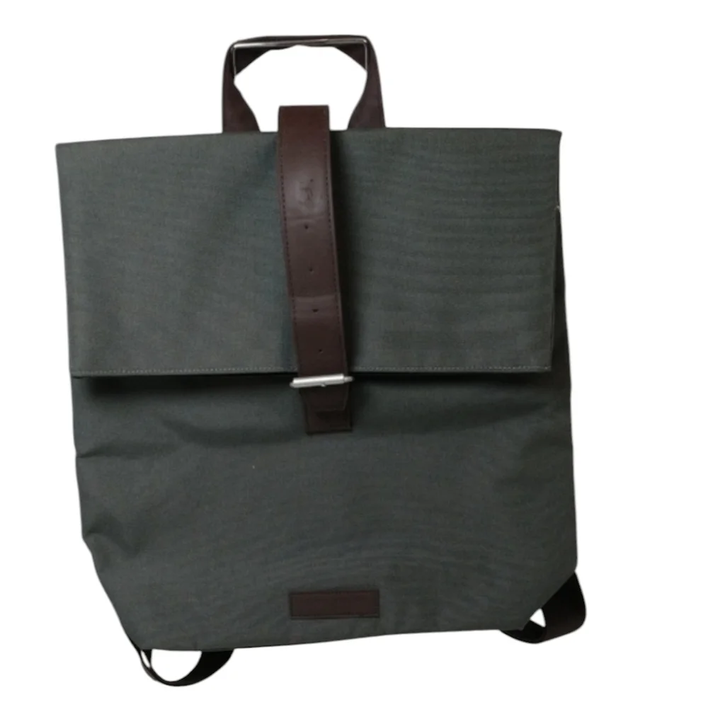 Issey Miyake Gray Roll Top Backpack Brown Trim
